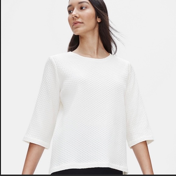 Eileen Fisher Tops - EILEEN FISHER -TENCEL&ORGANIC COTTON HONEYCOMB TOP